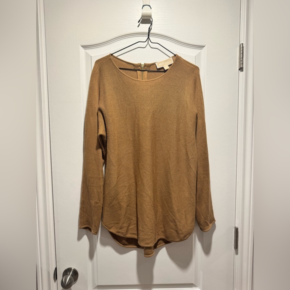 MICHAEL Michael Kors Sweaters - 401/Michael Kors camel colour long sleeve sweater tunic with gold zipper on back